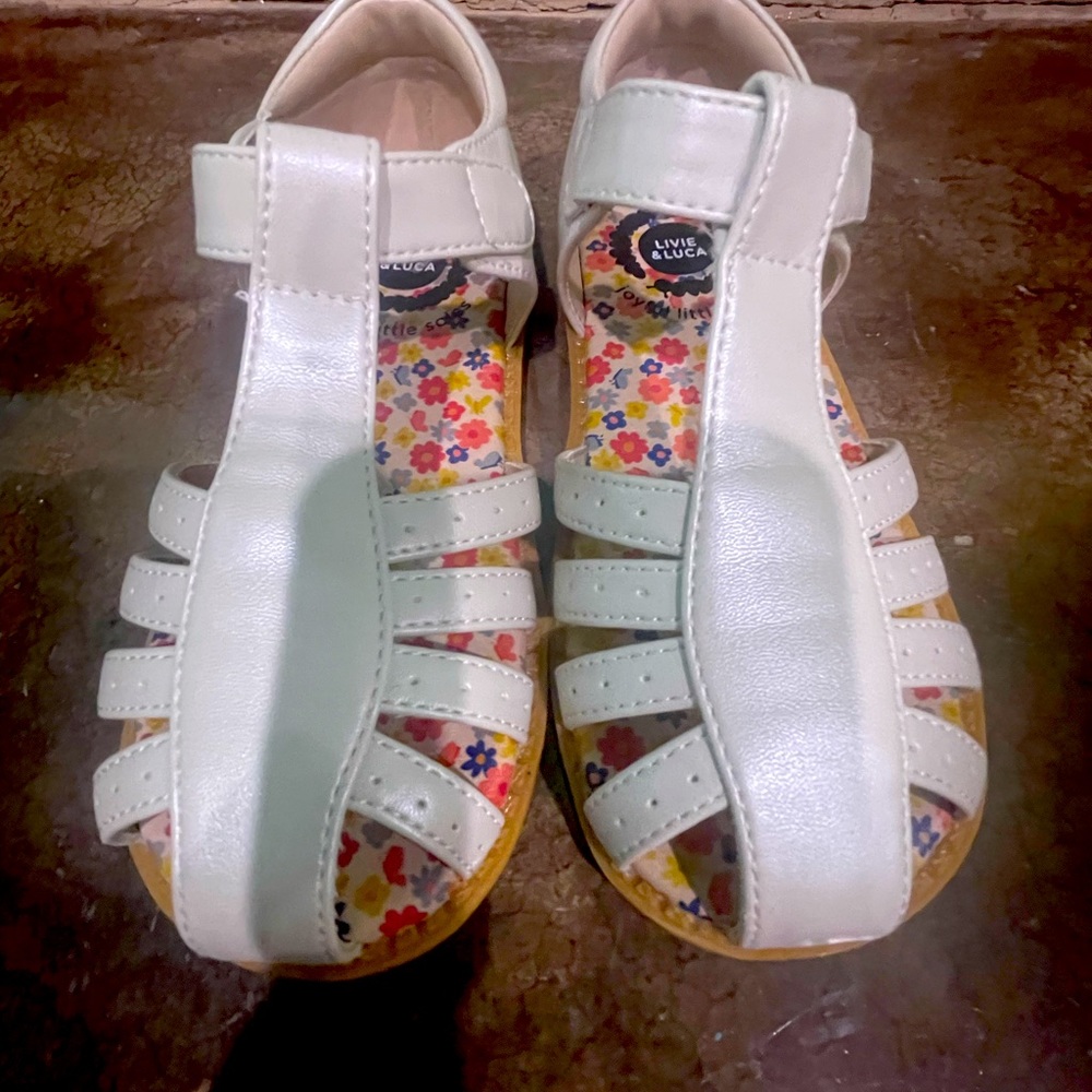 Livie and Luca pearl white T-Strap Sandal in like new condition in size 10